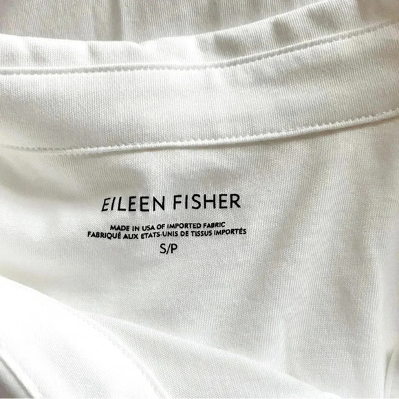EILEEN FISHER | White Fine TENCEL Organic Cotton Jersey Collared Shirt Size SP - Picture 11 of 11